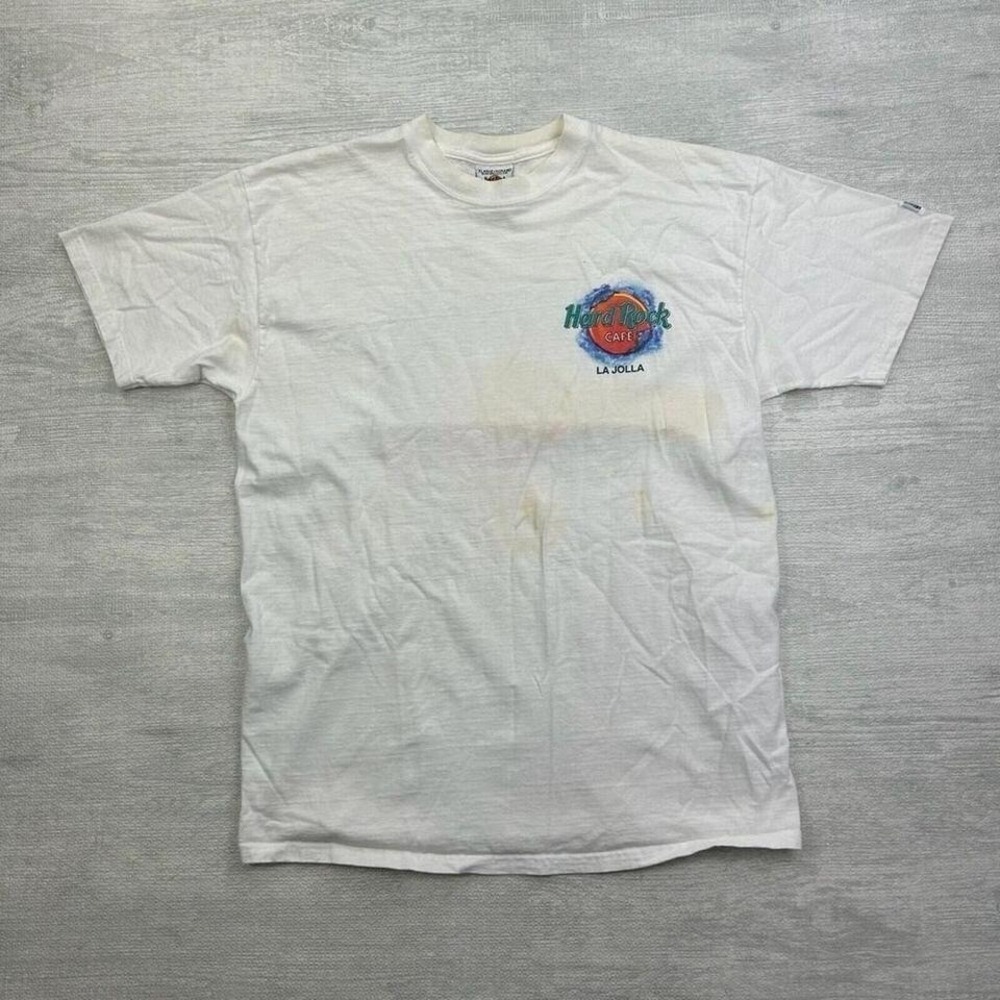 Vintage Hard Rock Cafe Shirt Adult XL White La Jolla Surfing Beach California